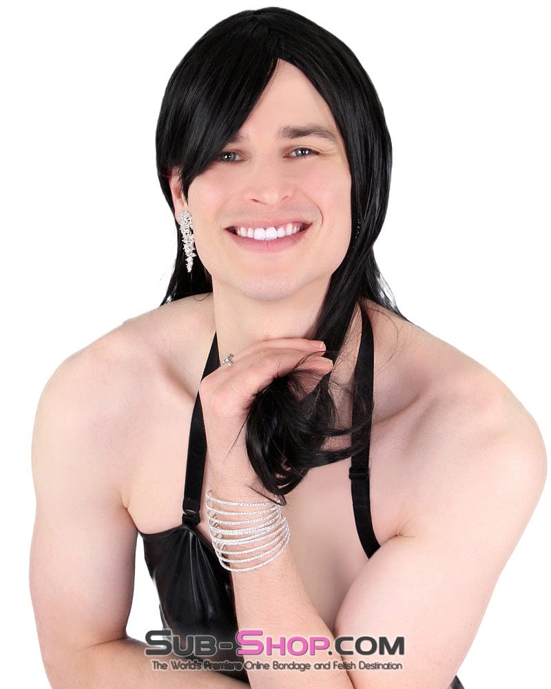 9956AE-SIS Prissy Sissy Trixie 20" Long Black Straight Wig - Image 3