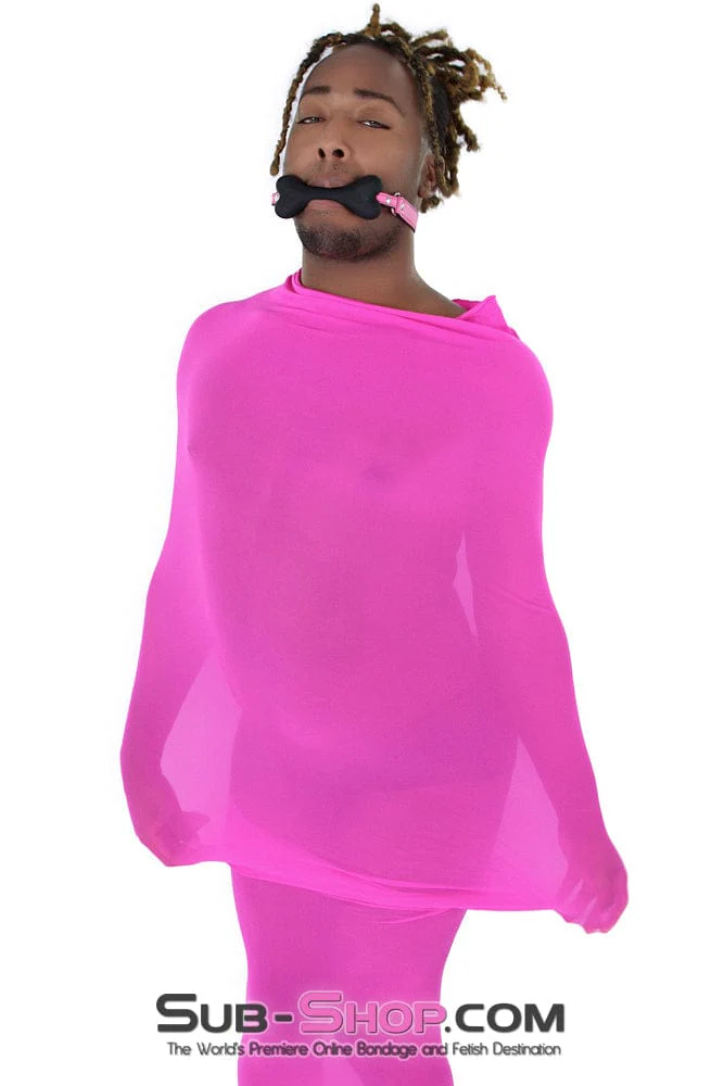 0237MQ-SIS Puppy Sissy Boi Cross-Dressing Sissy Love Hot Pink & Black Straps Bondage Pet Play Bone Gag