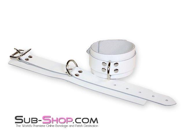 1773A Pure Bondage White Leather Wrist Cuffs - Image 2