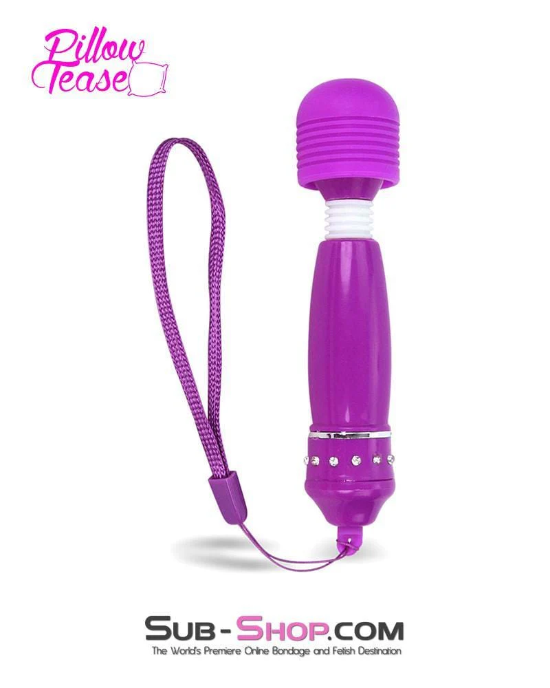 7079S Purple Jeweled Travel Mini Vibrating Wand - LAST CHANCE - Final Closeout! - Image 2