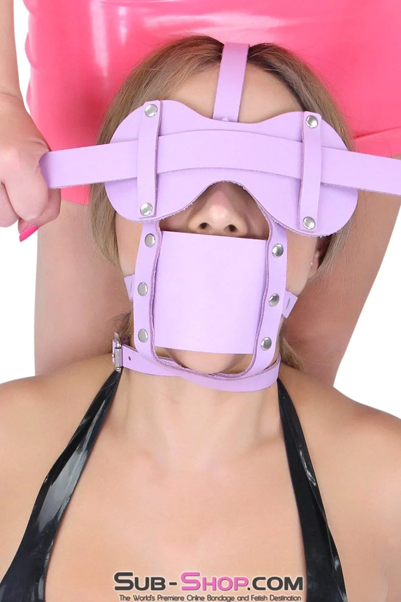3434A Purple Leather Wide Blindfold Strap
