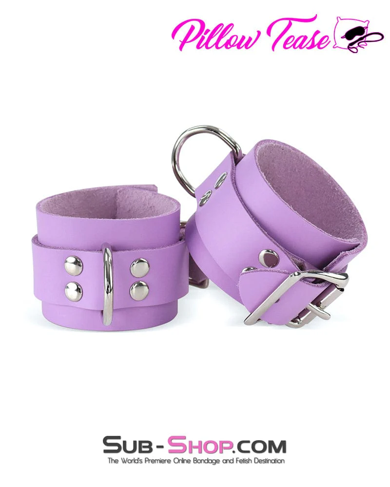 0599A-SIS Purple Passion Pretty Sissy Leather Bondage Wrist Cuffs
