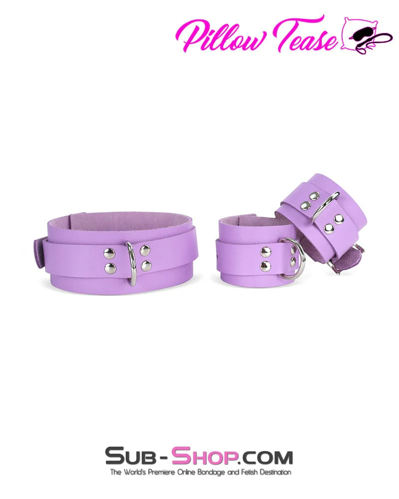 0599A-SIS Purple Passion Pretty Sissy Leather Bondage Wrist Cuffs - Image 5