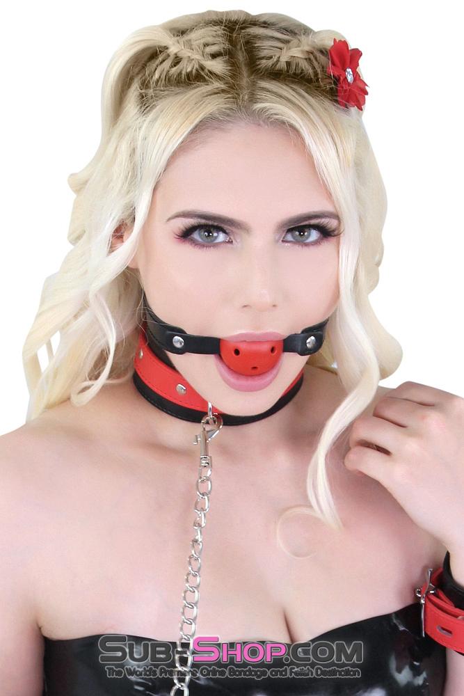 8951MQ Red Breather Drool Ball Gag on Riveted Black Strap - MEGA Deal - Image 5