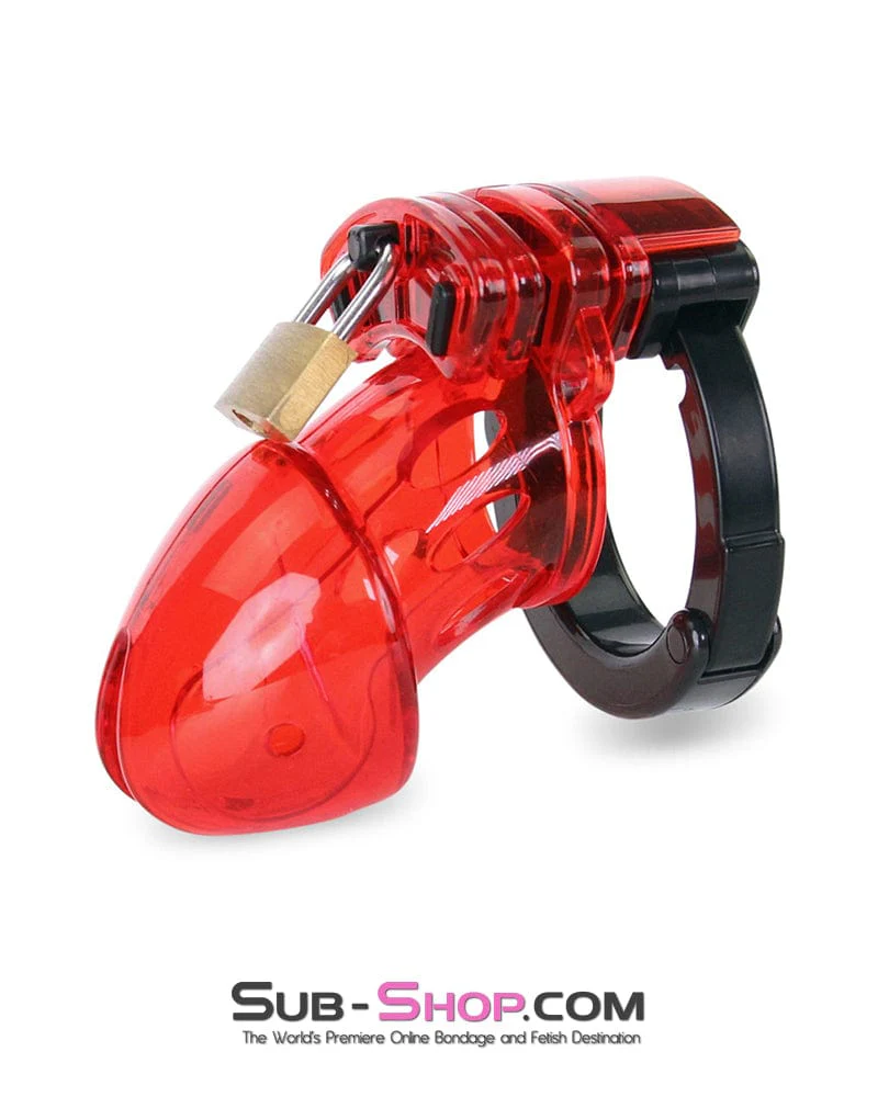 8911AX Red Jacked Adjustable Locking Male Cock Cuff Chastity Device - MEGA Deal