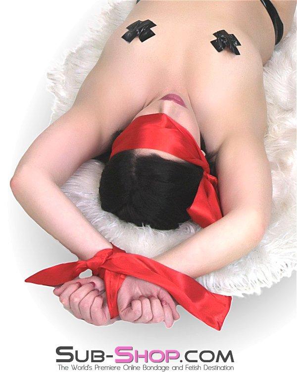 0407RS Red Satin Love Me Knot Tie Up and Blindfold - Image 4
