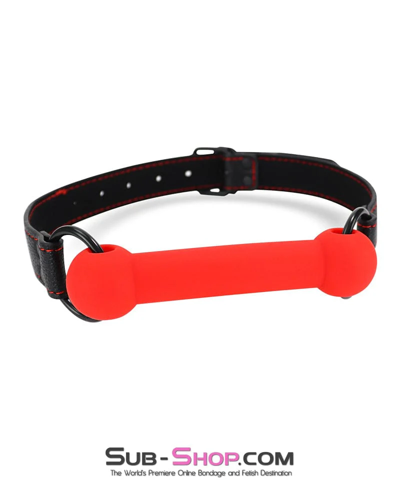 2720DL-SIS      Red Silicone Pony Play Sissy Bondage Bit Gag - Image 4