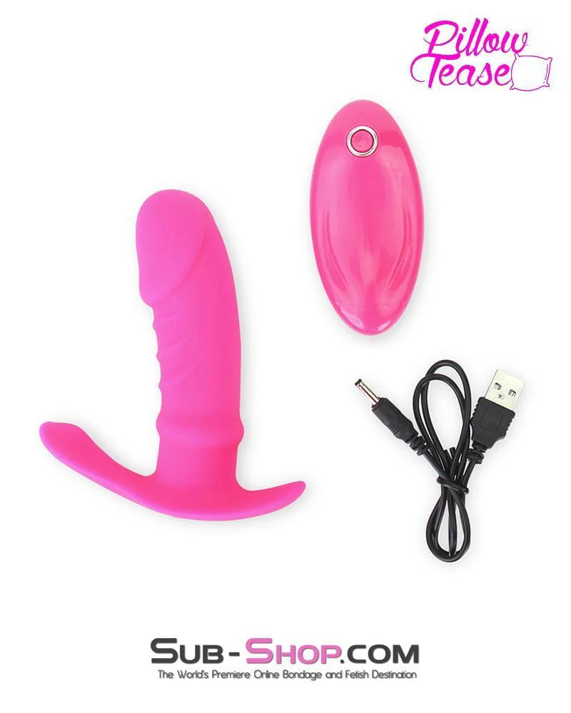 7030E-SIS      Remote Control Rechargeable Silicone Sissy Pink P-Spot Penis Plug - Image 2