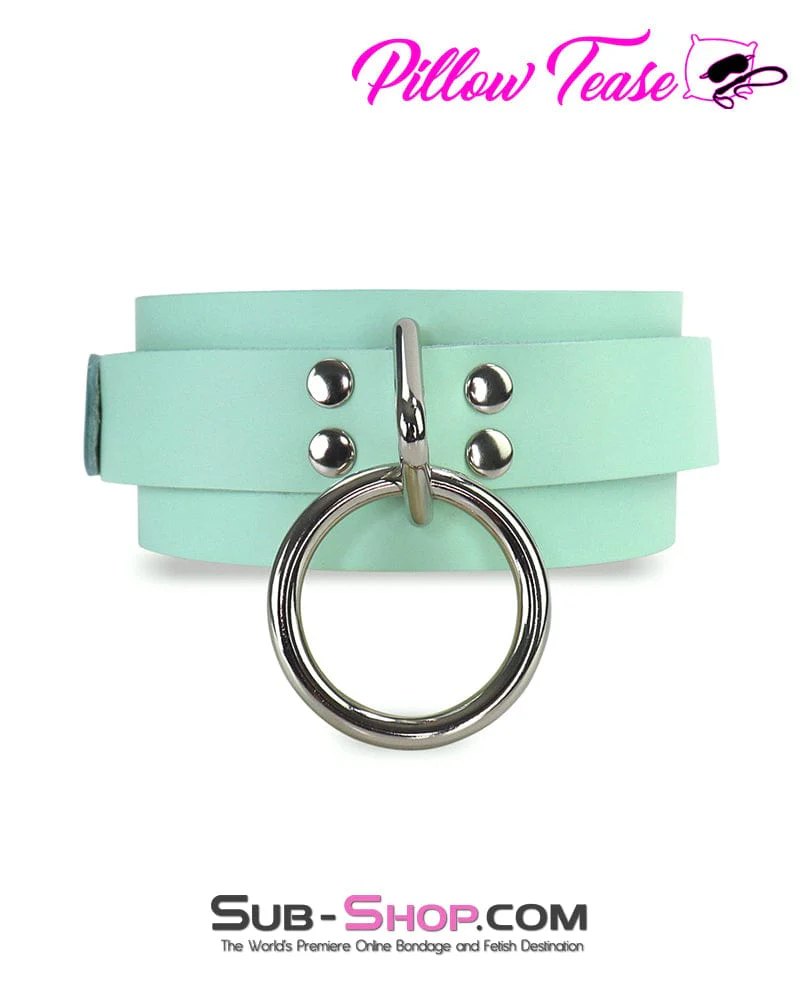 1398A Retro Mint Leather Bondage Collar - Image 3