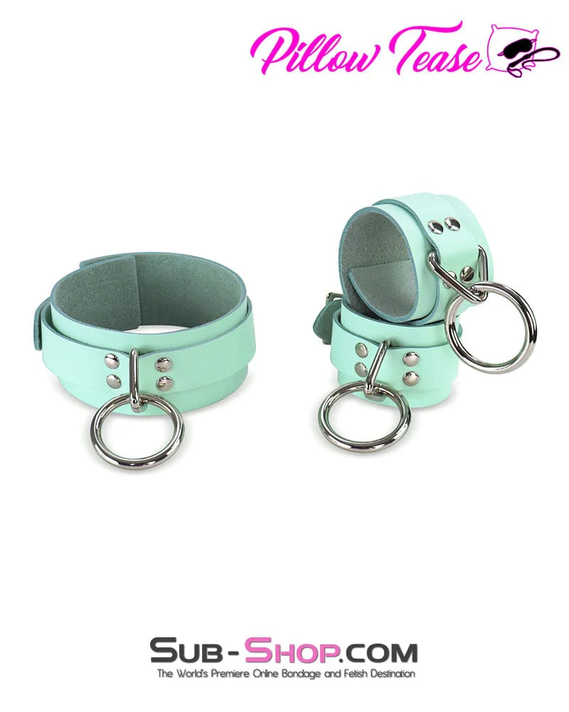 1398A Retro Mint Leather Bondage Collar - Image 9