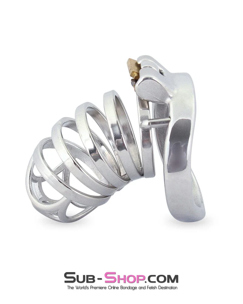 4452M Rhombic Bend Cock Ring Male Chastity Cock Cage - Image 5