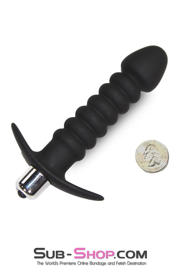 2517M-SIS      Ridged Sissy Vibrating Silicone Anal Dildo - Image 2