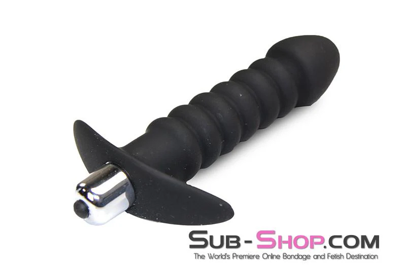 2517M-SIS      Ridged Sissy Vibrating Silicone Anal Dildo - Image 4