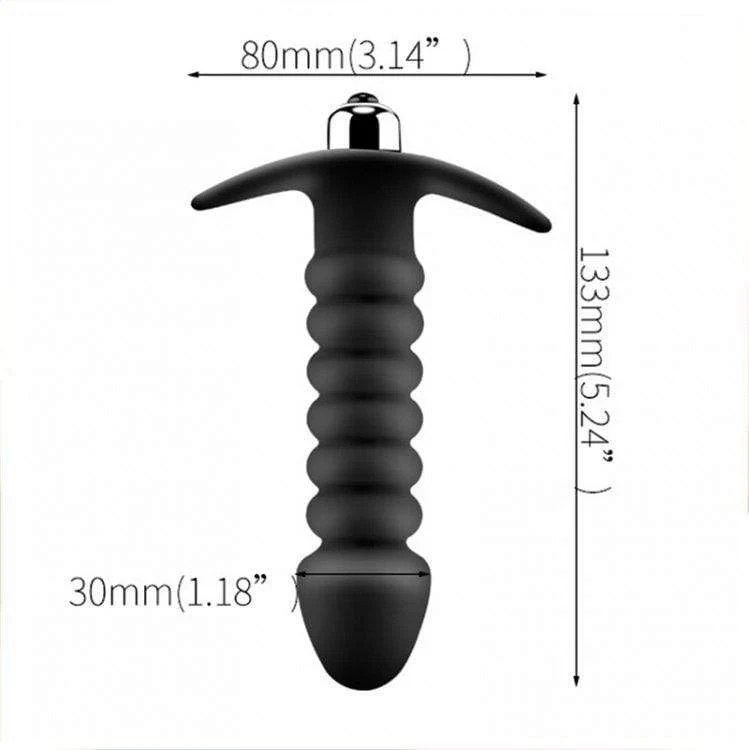 2517M-SIS      Ridged Sissy Vibrating Silicone Anal Dildo - Image 6