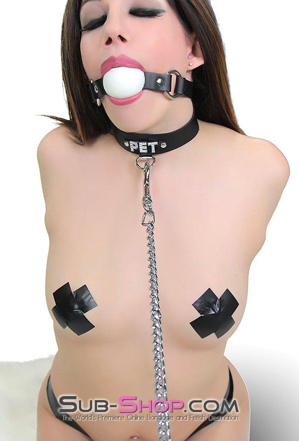 1552A Rings of Submission Ballgag, Black Leather with White Ball - Image 19