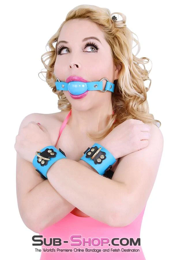 6908A      Rings of Submission, Candy Blue Ball, Candy Blue Leather Strap Ballgag - Image 9