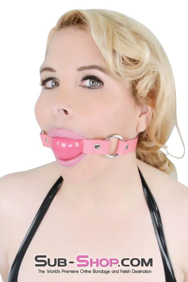 6914A Rings of Submission, Passion Pink Ball, Passion Pink Leather Strap Ballgag - Image 8