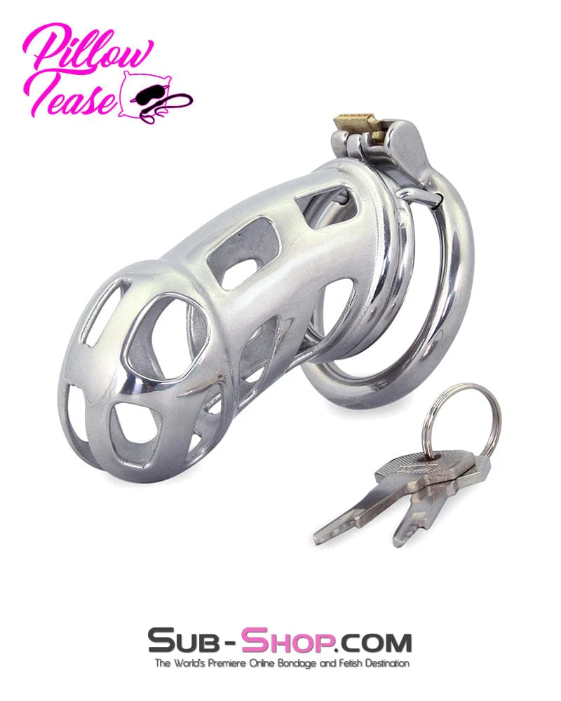 0718AR Rock Hard Locking Steel Male Teasing Chastity Cage