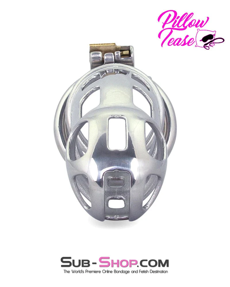 0718AR Rock Hard Locking Steel Male Teasing Chastity Cage - Image 3