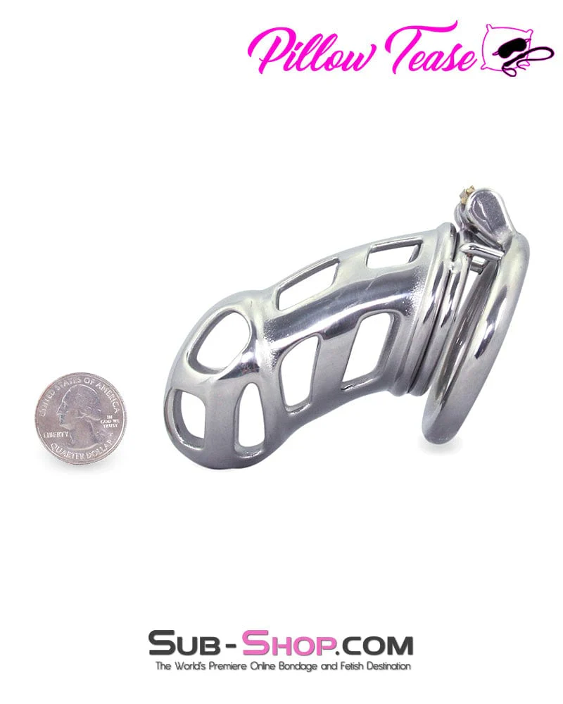 0718AR Rock Hard Locking Steel Male Teasing Chastity Cage - Image 5