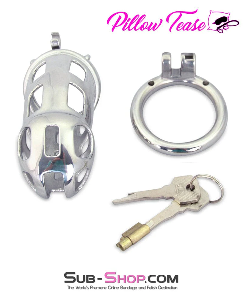 0718AR Rock Hard Locking Steel Male Teasing Chastity Cage - Image 6