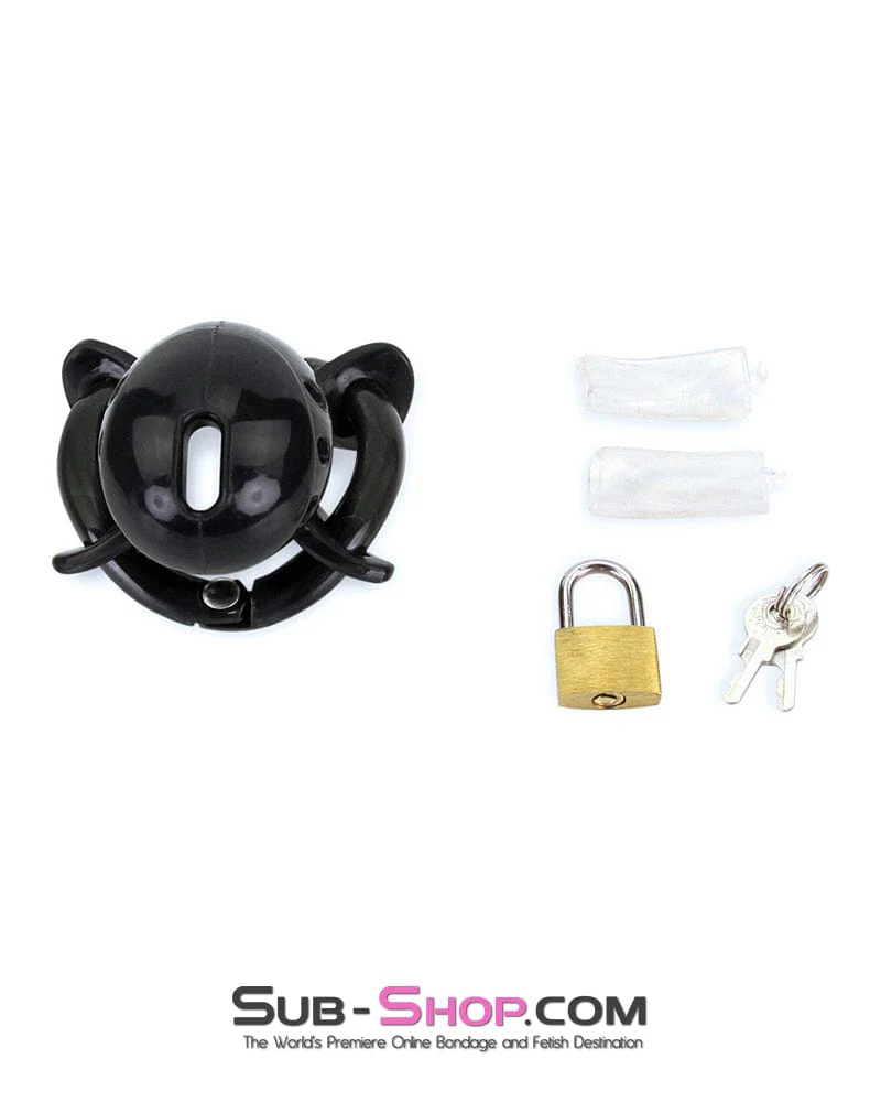 9098AE-SIS      Ruined Orgasms Black Silicone Sissy Chastity Cock Cage - Image 10