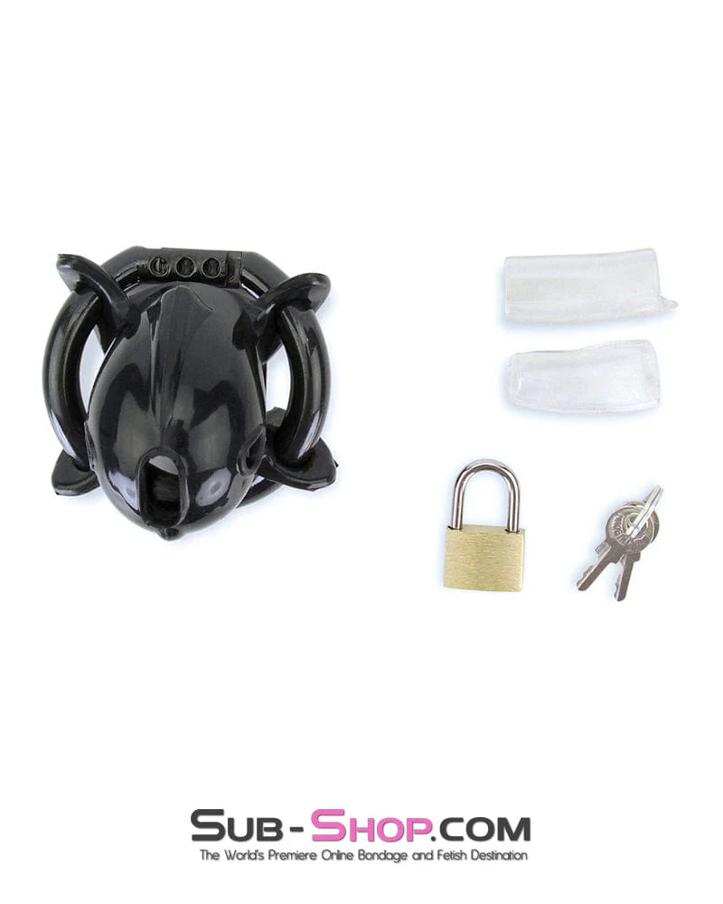 9098AE-SIS      Ruined Orgasms Black Silicone Sissy Chastity Cock Cage - Image 24