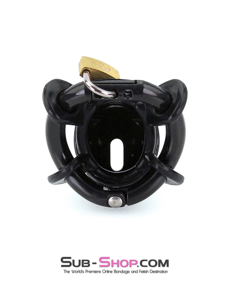 9098AE-SIS      Ruined Orgasms Black Silicone Sissy Chastity Cock Cage - Image 8