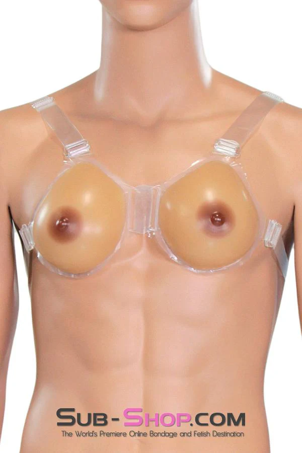 9843RS-SIS      Selena Real Feel Sissy Silicone Feminization Sissy Bitch Pretty Man Breast Forms with Nipples, B Cup - Image 3