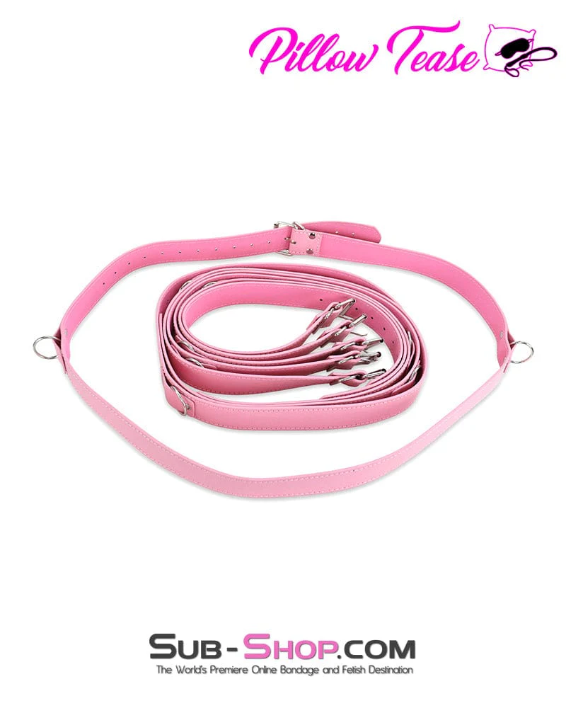 9985DL Set of 6 Buckling Bondage Belts with D-Rings, Princess Pink - Image 4