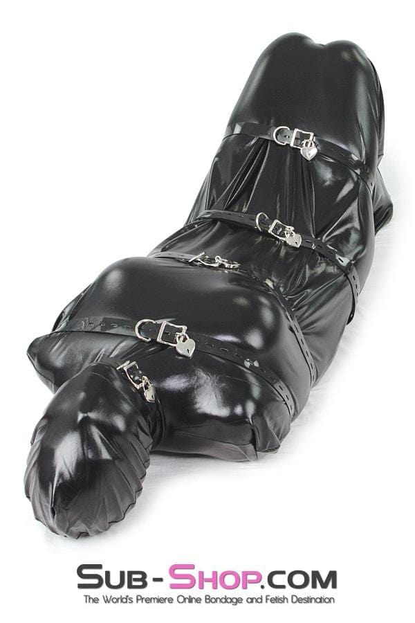 8727LB Shiny Black Spandex Full Hooded Body Sack