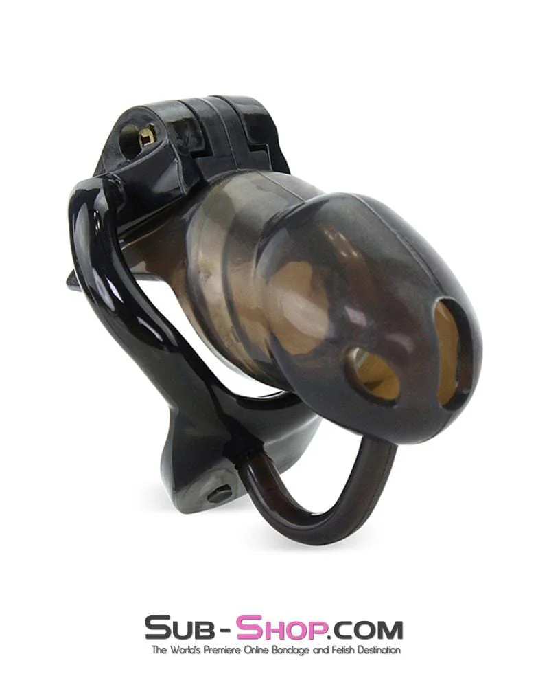 1348AR      Short Black Cock Blocker Silicone Locking Male Chastity with Ball Divider - Image 5