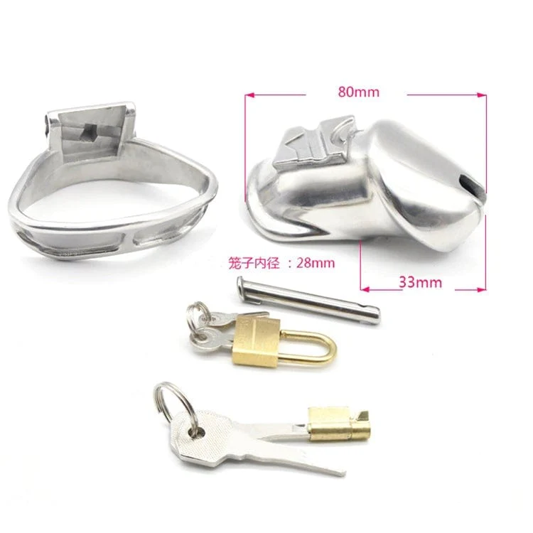 7227M Short Dick Steele High Security Chastity Cock Cage with Medium Cock Cuff - Image 9