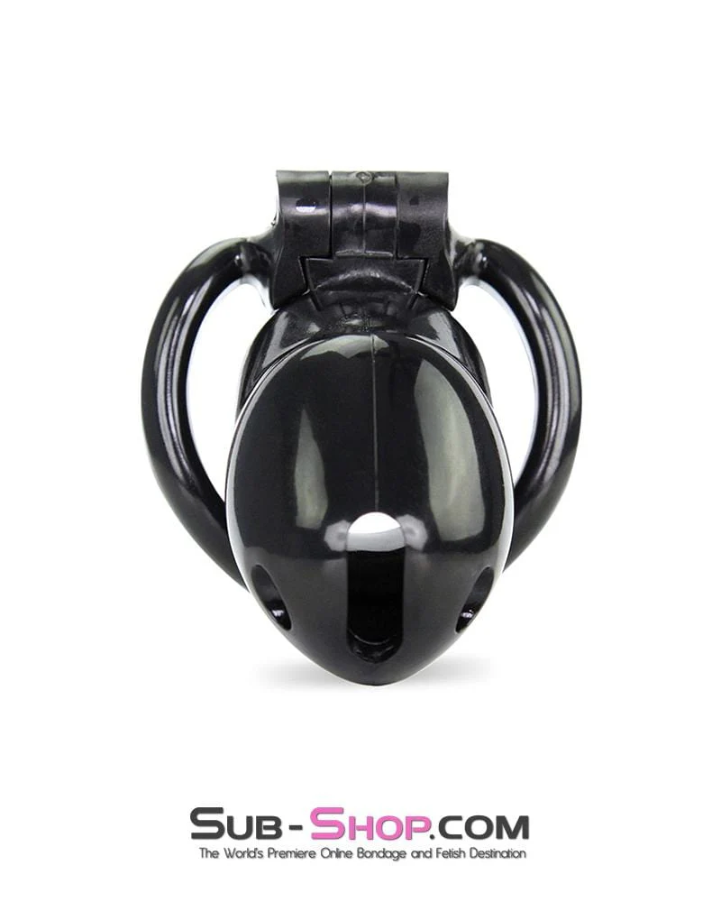 0316AE      Short Knight Black Locking Male Tease and Denial Chastity Device - Image 2
