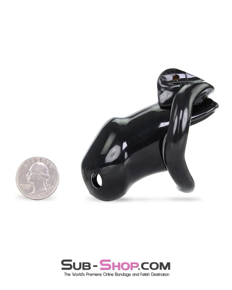 0316AE      Short Knight Black Locking Male Tease and Denial Chastity Device - Image 3