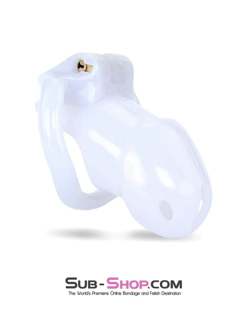 0374AE Short Knight White High Security Locking Male Tease and Torment Chastity Device
