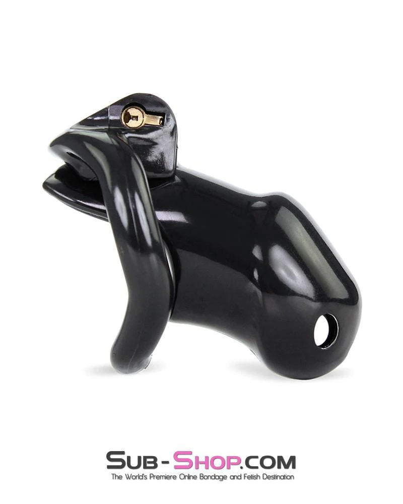 0316AE-SIS Short Sissy Knight Black Locking Male Tease and Denial Chastity Device
