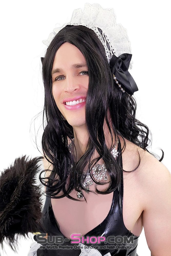 2553AE-SIS Lace Sissy Beaded Serving Maid Headband - Image 3