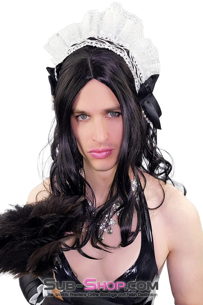2553AE-SIS Lace Sissy Beaded Serving Maid Headband - Image 4