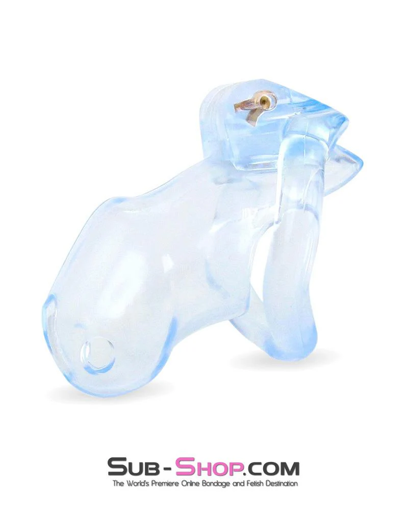 0398AE-SIS Short Exposed in Chastity High Security Keyed Tumbler Locking Male Chastity with 4 Base Cock Ring Sizes - Image 2