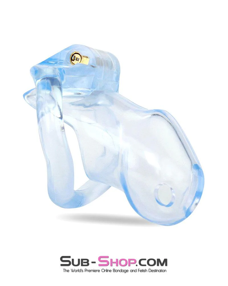 0398AE-SIS Short Exposed in Chastity High Security Keyed Tumbler Locking Male Chastity with 4 Base Cock Ring Sizes - Image 6