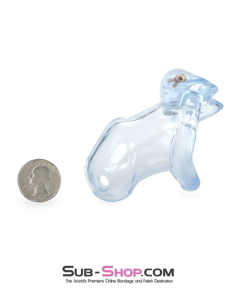 0398AE-SIS Short Exposed in Chastity High Security Keyed Tumbler Locking Male Chastity with 4 Base Cock Ring Sizes - Image 8