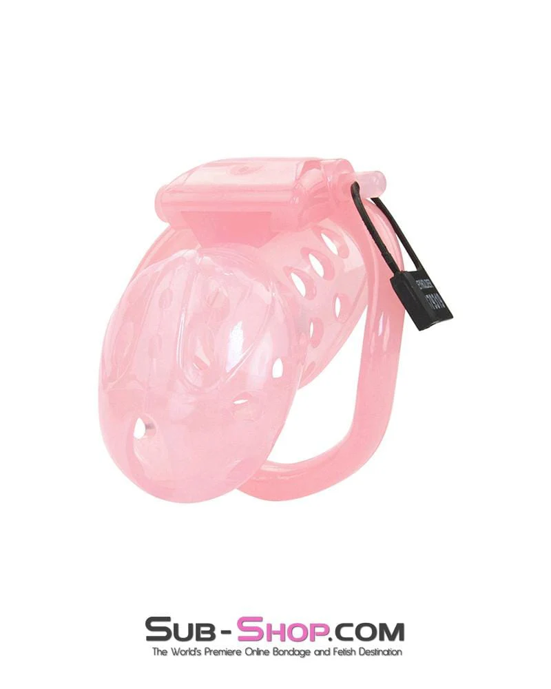 1480AR-SIS Sissy Boy Toy Pink Short High Security Pin Tumbler Locking Cock Cage Chastity - Image 6
