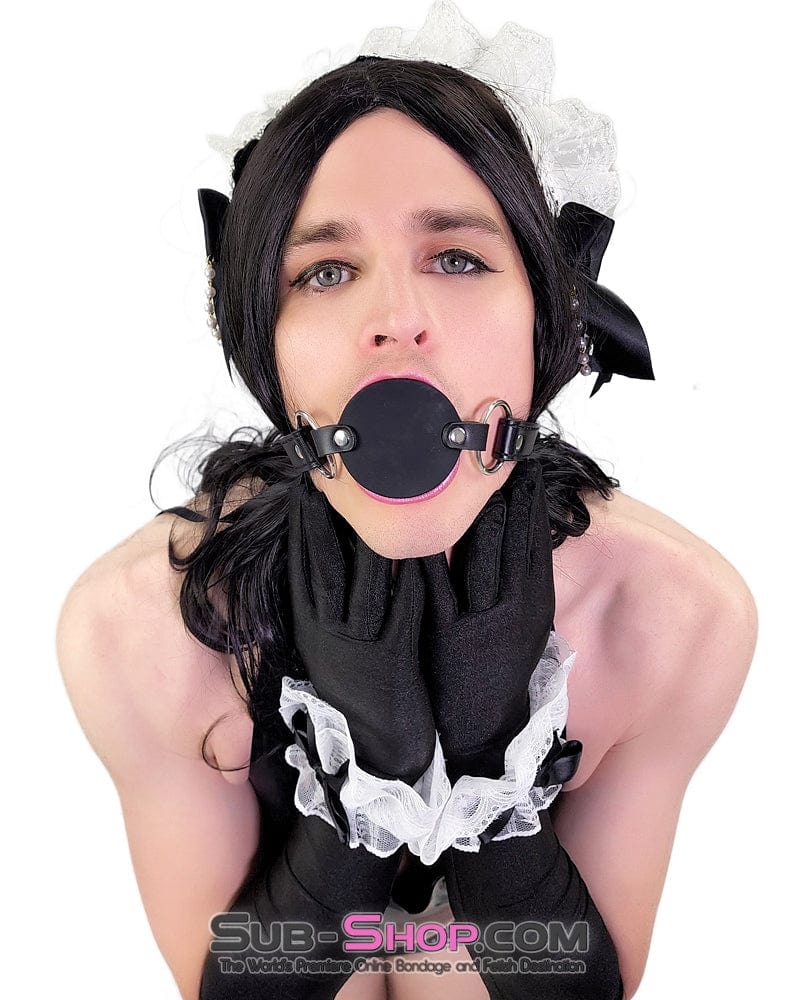 9978AE-SIS      White Lace Black Bow Sissy Wristbands - Image 11