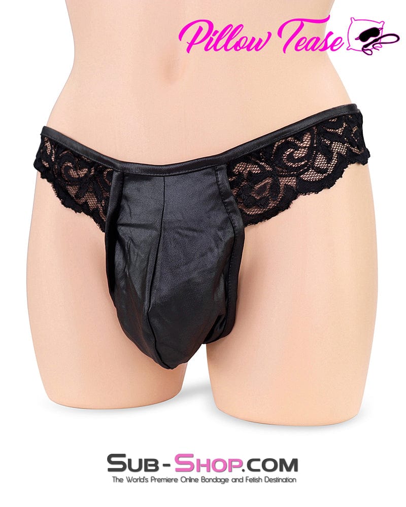 6877DL Sissy Bimbo Black Lace Forced Feminization Fantasy Mistress Sessions Pouch Man Panties - Image 3
