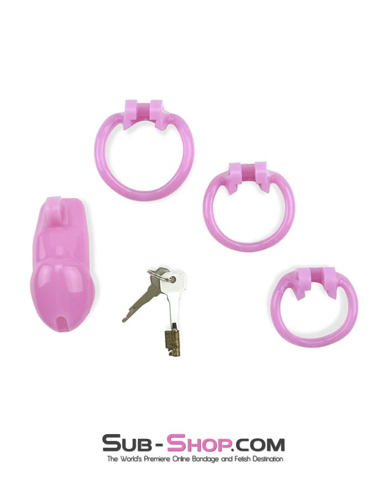 0396AE-SIS Sissy Bitch Boi High Security Keyed Tumbler Locking Male Chastity with 4 Base Cock Ring Sizes - Image 7