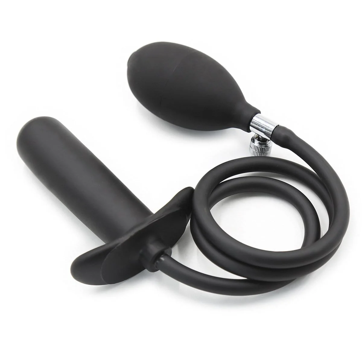 1821MQ-SIS Sissy Bitch Inflatable Black Rubber Anal Plug - Image 2