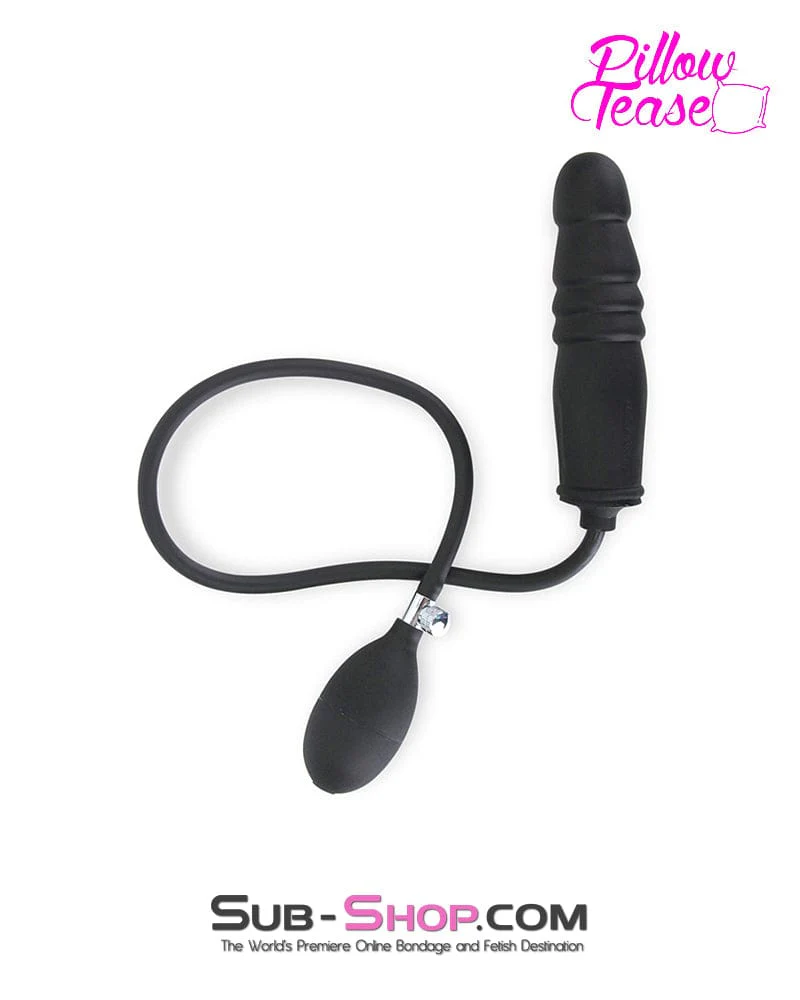 1820MQ-SIS Sissy Bitch Inflatable Ribbed Black Rubber Dildo - Image 2