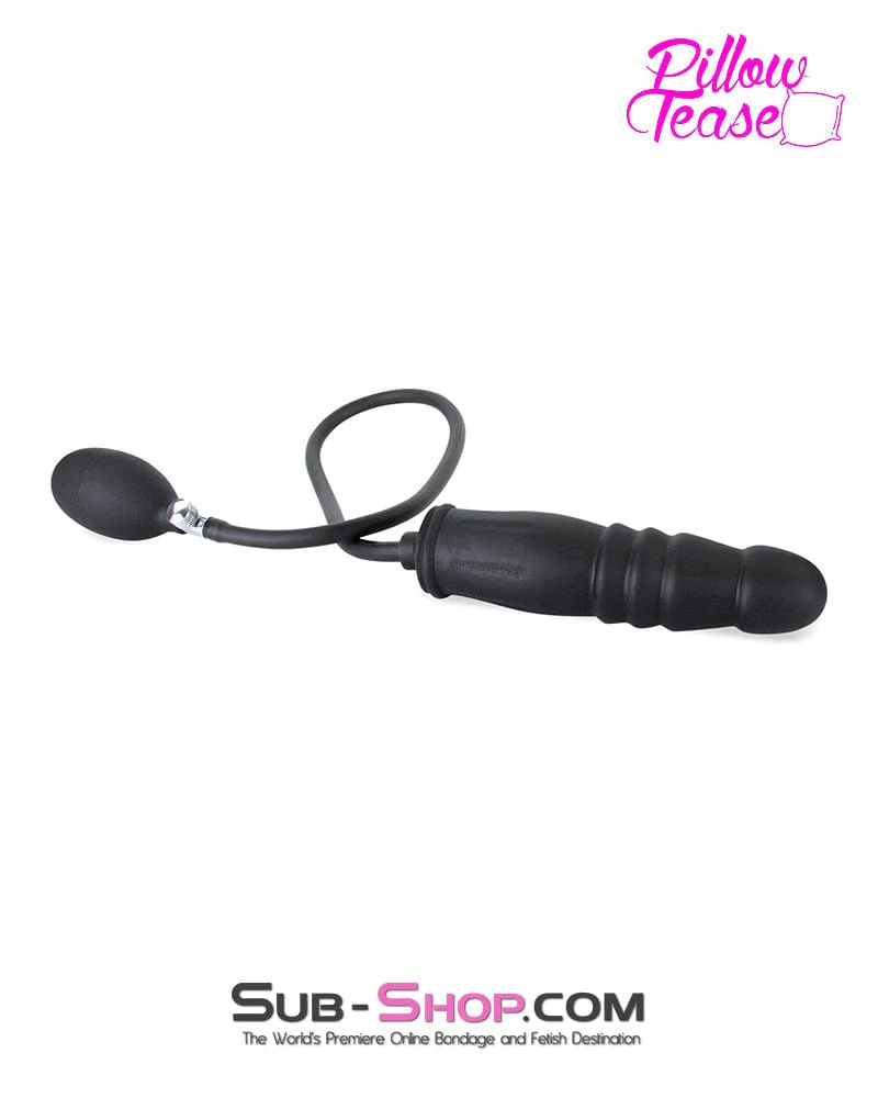 1820MQ-SIS Sissy Bitch Inflatable Ribbed Black Rubber Dildo - Image 4