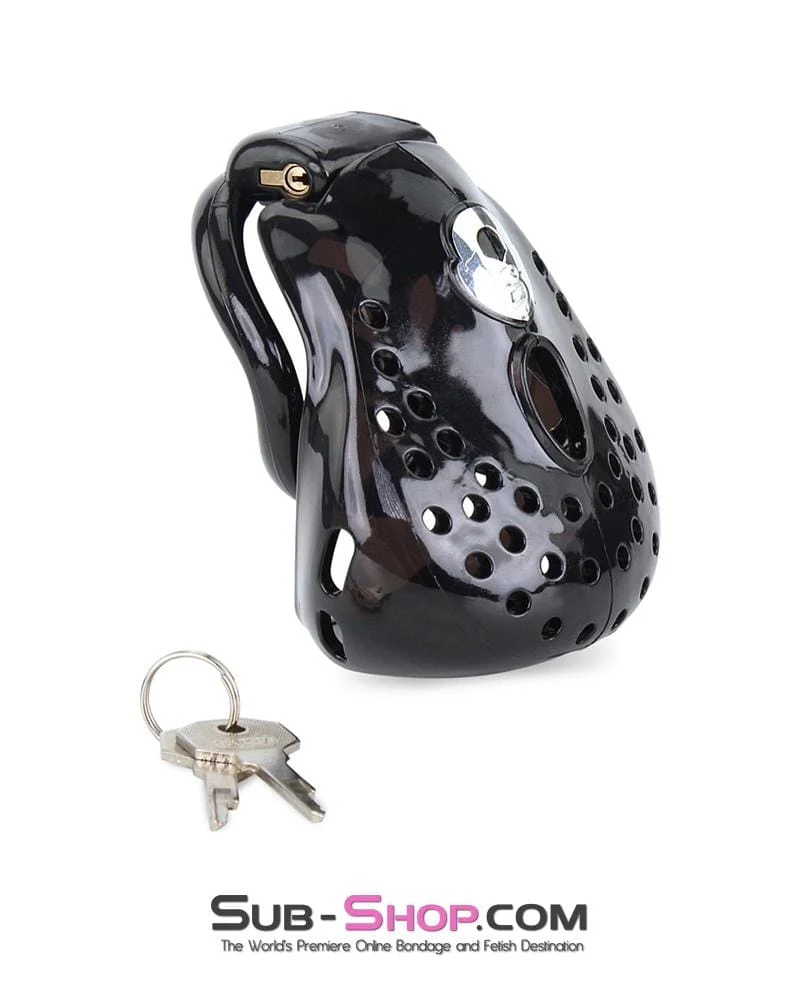 6965AE-SIS Sissy Bitch Large Dark Dungeon Cage Black High Security Full Coverage Male Chastity Device - Image 7